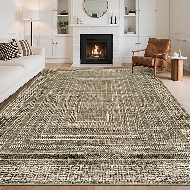 Area Rugs, Washable Rugs for Living Room, Vintage Boho, Durable Low Pile Non-Slip Area Rug