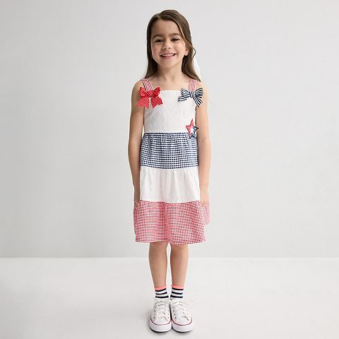 Girls 4-6 Blueberi Boulevard Americana Dress with Bows & Star Appliqué