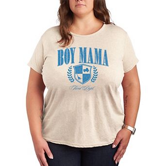 Plus Size Boy Mama Collegiate Graphic Tee
