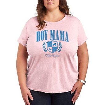 Plus Size Boy Mama Collegiate Graphic Tee