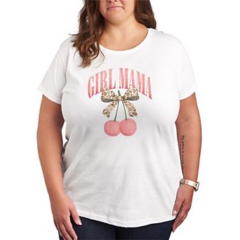Plus Size Girl Mama Bow & Cherries Graphic Tee