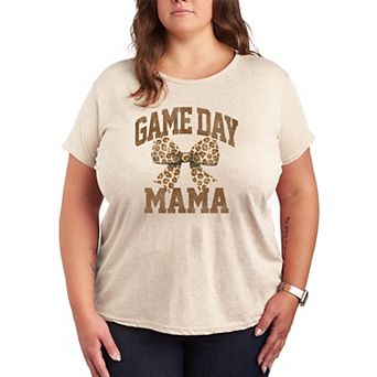 Plus Size Game Day Mama Leopard Bow Graphic Tee