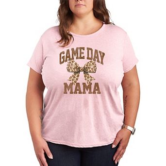 Plus Size Game Day Mama Leopard Bow Graphic Tee