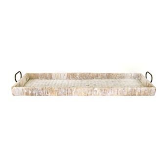 Hello Honey Oversized Hand-woven Rattan Tray with Metal Handles