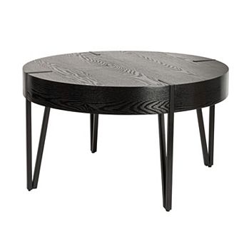 Hello Honey Astoria Round Wood Coffee Table with Metal Hairpin Legs
