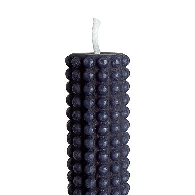 Hello Honey Hobnail Taper Candles in Box, Navy Blue, Set of 2