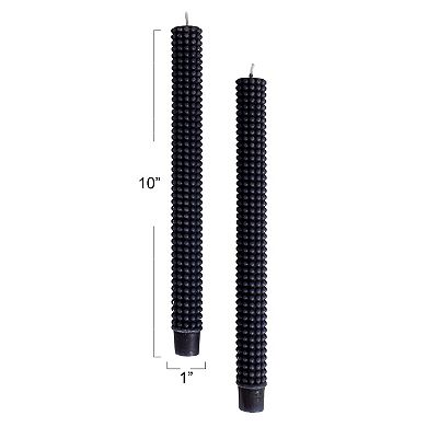 Hello Honey Hobnail Taper Candles in Box, Navy Blue, Set of 2
