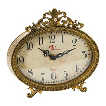Hello Honey Distressed Pewter Mantel Clock, Gold Finish