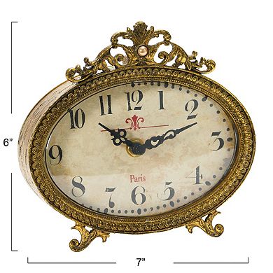 Hello Honey Distressed Pewter Mantel Clock, Gold Finish