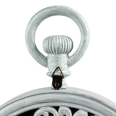 Hello Honey Antique Reproduction Pewter Mantel Clock in Soft Blue Finish