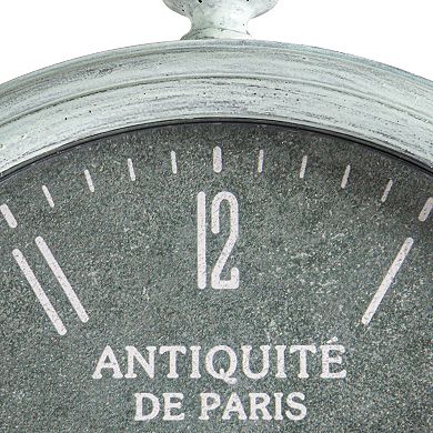 Hello Honey Antique Reproduction Pewter Mantel Clock in Soft Blue Finish