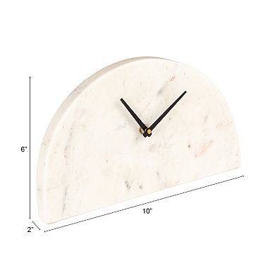 Hello Honey Decorative Half Moon Marble Mantel Clock, White and Black