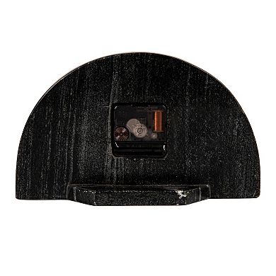 Hello Honey Decorative Half Moon Marble Mantel Clock, Black and Gold