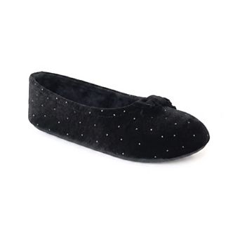 Women's isotoner Ballerina Velvet Slip-On Slippers With Bow Accent