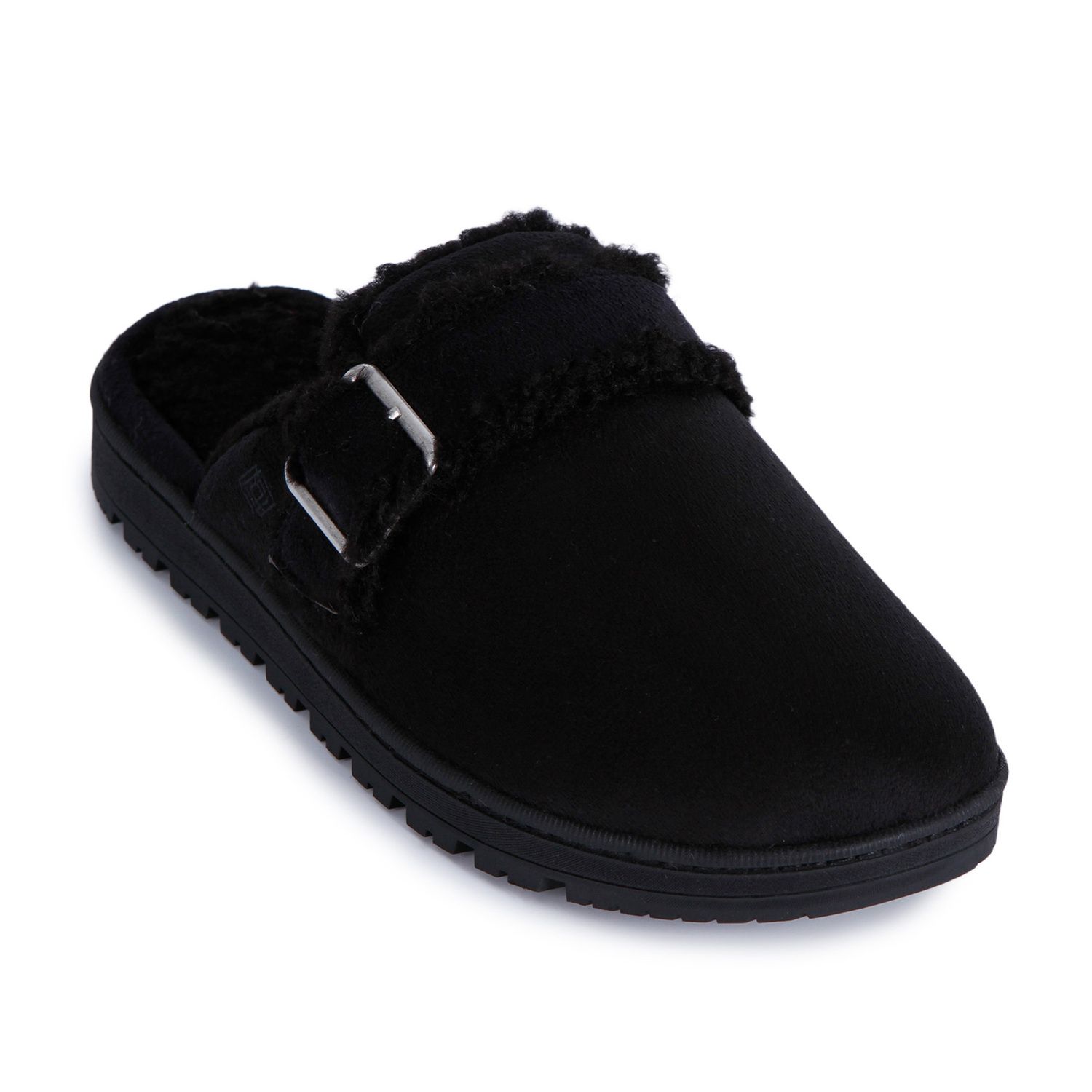 Женские тапочки isotoner Cozy Buckle Scuff Slippers, цвет: Чёрный