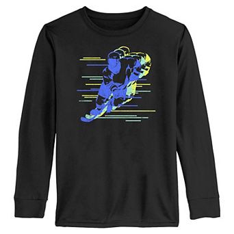 Boys 6-20 Hockey Player Long Sleeve Graphic Tee