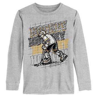 Boys 6-20 Hockey Player Sketch Long Sleeve Graphic Tee