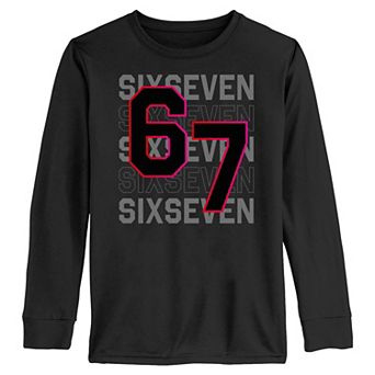 Boys 6-20 Six Seven Text Stack Long Sleeve Graphic Tee
