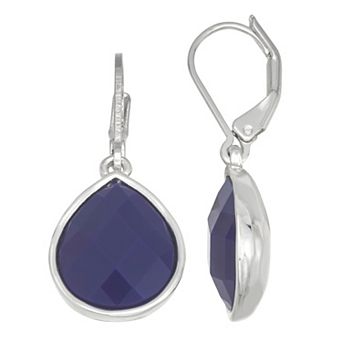 Napier Silver Tone Blue Oval Drop Earrings