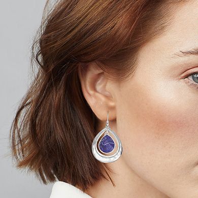Napier Silver Tone Blue Teardrop Leverback Earrings