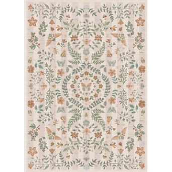 Area Rugs, Washable Rugs for Living Room, Vintage Boho, Durable Low Pile Non-Slip Area Rug
