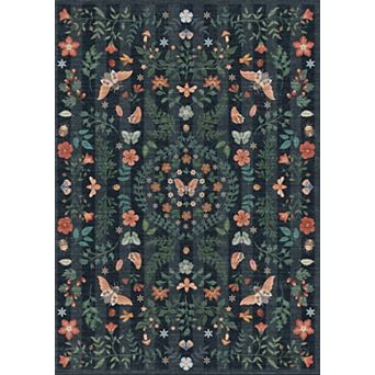 Area Rugs, Washable Rugs for Living Room, Vintage Boho, Durable Low Pile Non-Slip Area Rug