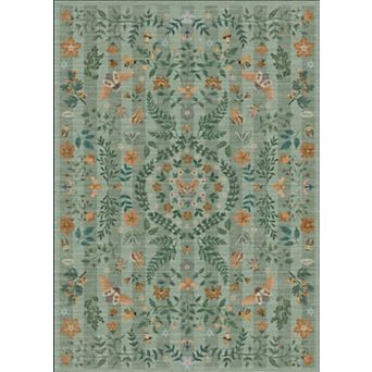Area Rugs, Washable Rugs for Living Room, Vintage Boho, Durable Low Pile Non-Slip Area Rug