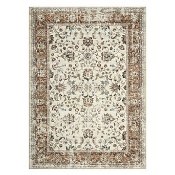 Area Rugs, Washable Rugs for Living Room, Vintage Boho, Durable Low Pile Non-Slip Area Rug