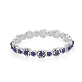 Napier Silver Tone Blue Stretch Bracelet
