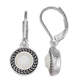 Napier Silver Tone White Round Gemstone Drop Earrings