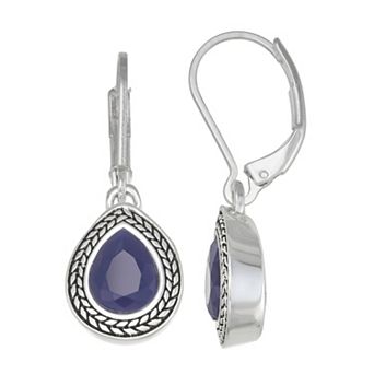 Napier Silver Tone Blue Teardrop Earrings