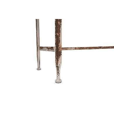 Hello Honey Zinc-Finished Metal and Wood Scalloped Edge Sofa Table, Silver