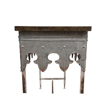 Hello Honey Zinc-Finished Metal and Wood Scalloped Edge Sofa Table, Silver