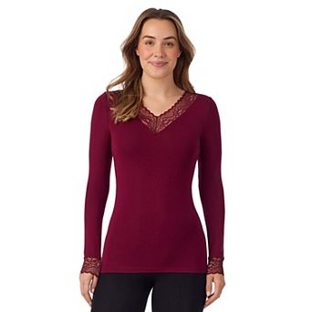 Women's Cuddl Duds® Softwear with Stretch Lace V-Neck Top