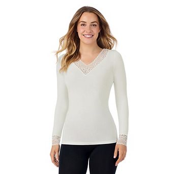 Women's Cuddl Duds® Softwear with Stretch Lace V-Neck Top