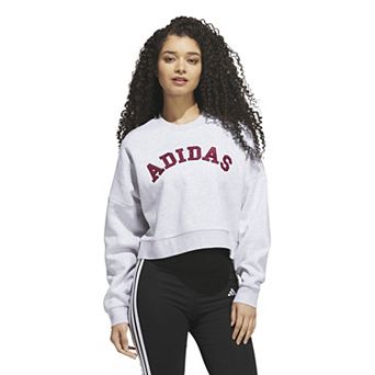 Women's adidas Chenille Logo Graphic Cropped Sweatshirt