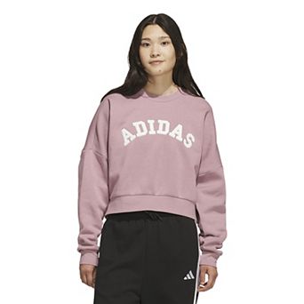 Women's adidas Chenille Logo Graphic Cropped Sweatshirt