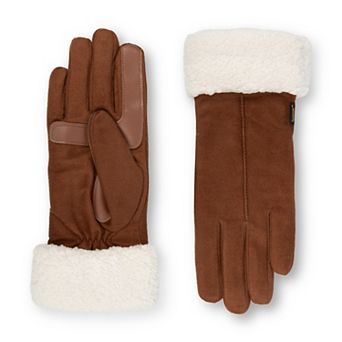 Women's Isotoner Microsuede Gloves With Faux Fur Cuff
