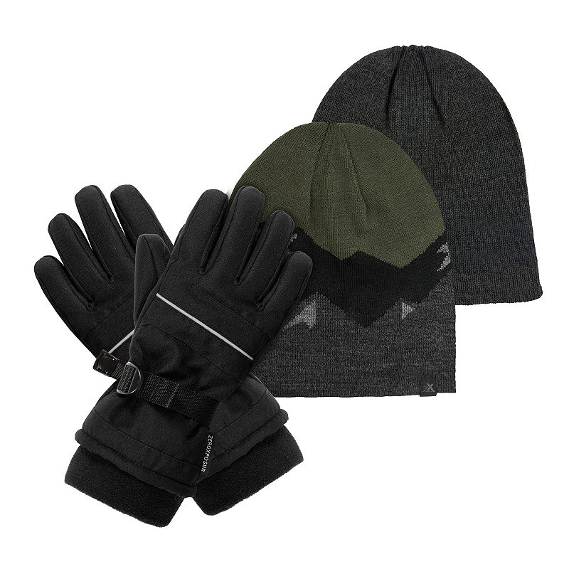 Boys ZeroXposur Peaks 2-Piece Reversible Beanie & Gloves Set,
