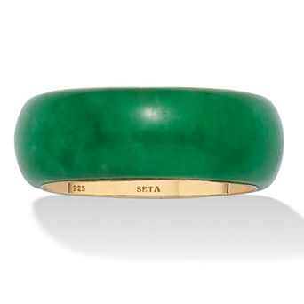 PalmBeach Jewelry Genuine Jade 14k Gold-Plated Sterling Silver Band