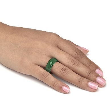 PalmBeach Jewelry Genuine Jade 14k Gold-Plated Sterling Silver Band