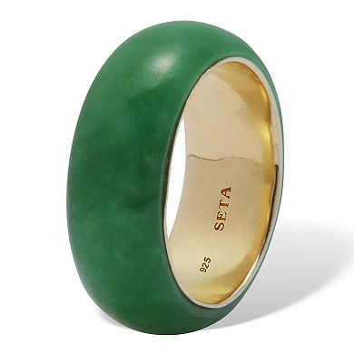 PalmBeach Jewelry Genuine Jade 14k Gold-Plated Sterling Silver Band