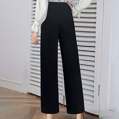 Women's Wide Leg Dress Pants Stretch Straight Cut Trousers Formal Office Pants