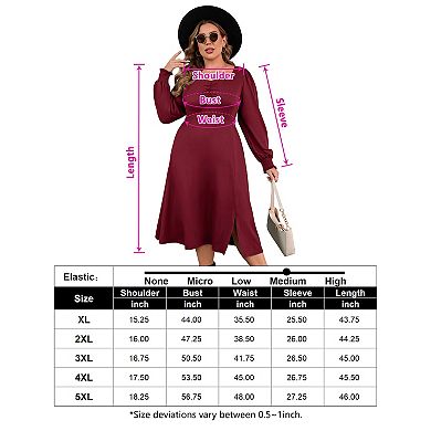 Plus Size Women's Long Dress Elegant High-Low Hem Split Maxi Dress for Fall Winter
