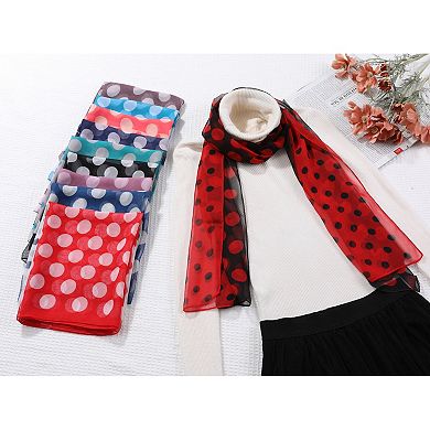 Women's Polka Dots Vintage Scarf, Sunscreen Lightweight Silky Neckerchief Head Wrap