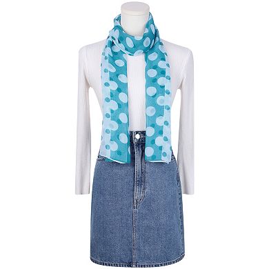 Women's Polka Dots Vintage Scarf, Sunscreen Lightweight Silky Neckerchief Head Wrap