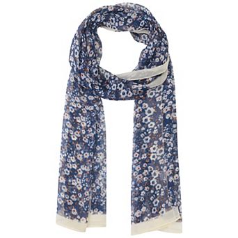 Women's Gypsophila Floral Scarf, Retro Lightweight Silky Sunscreen Head Wrap Neck Scarves