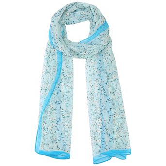 Women's Gypsophila Floral Scarf, Retro Lightweight Silky Sunscreen Head Wrap Neck Scarves