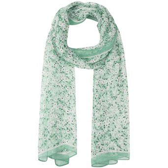Women's Gypsophila Floral Scarf, Retro Lightweight Silky Sunscreen Head Wrap Neck Scarves