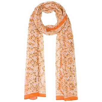 Women's Gypsophila Floral Scarf, Retro Lightweight Silky Sunscreen Head Wrap Neck Scarves